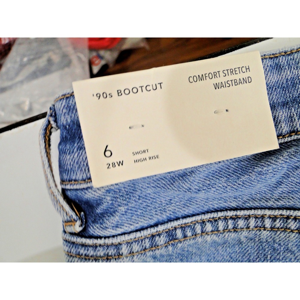 American Eagle 90s Bootcut Distress Jeans Women 6/28  Short‎ Blue New Y2K Grunge - Picture 7 of 8